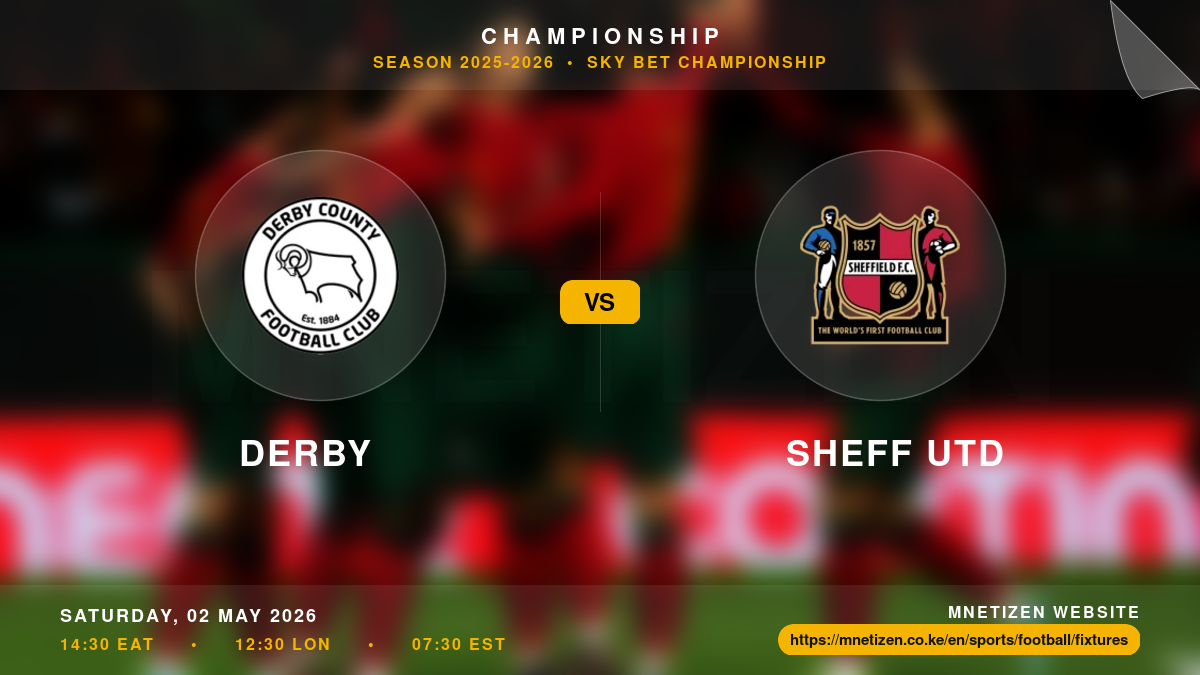 Derby vs Sheff Utd - Championship 2025-2026 Match Poster and Predictions