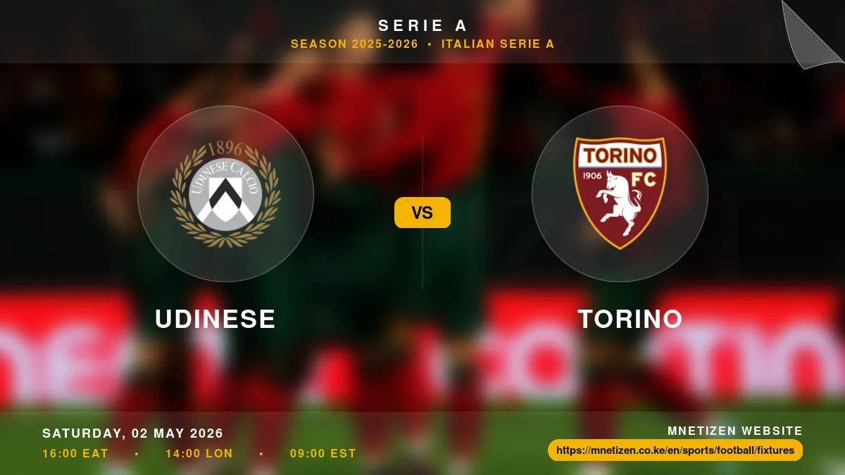 Udinese vs Torino - Serie A 2025-2026 Match Poster and Predictions