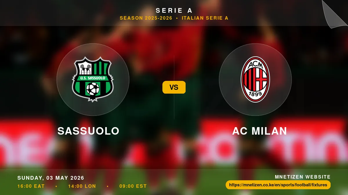 Sassuolo vs AC Milan - Serie A 2025-2026 Match Poster and Predictions