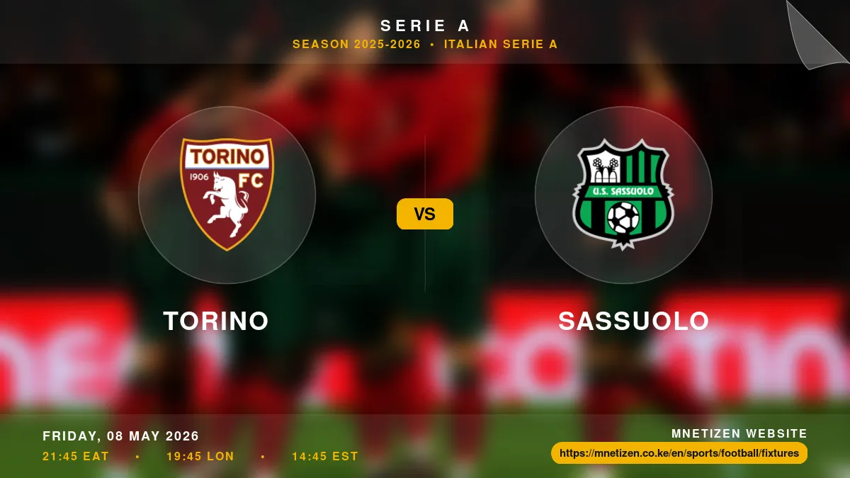 Torino vs Sassuolo - Serie A 2025-2026 Match Poster and Predictions