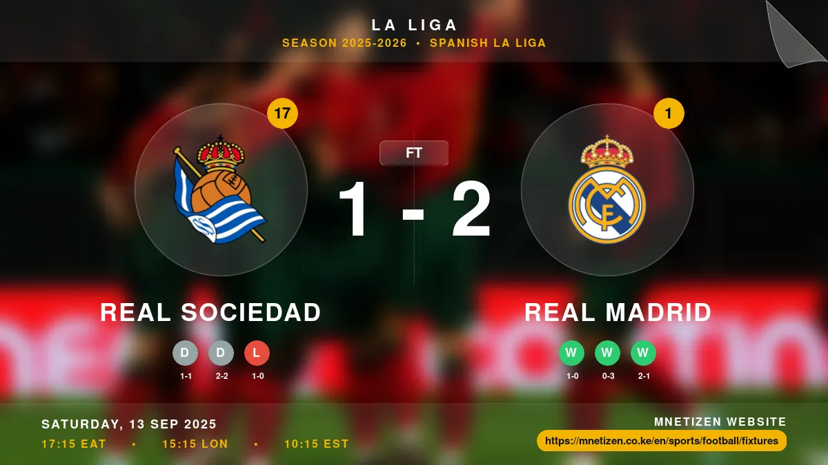 Real Sociedad vs Real Madrid - La Liga 2025-2026 Match Poster and Predictions