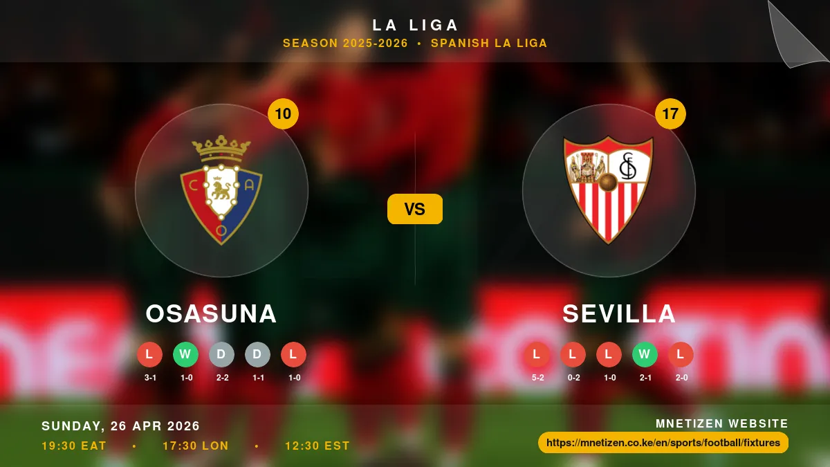 Osasuna vs Sevilla - La Liga 2025-2026 Match Poster and Predictions