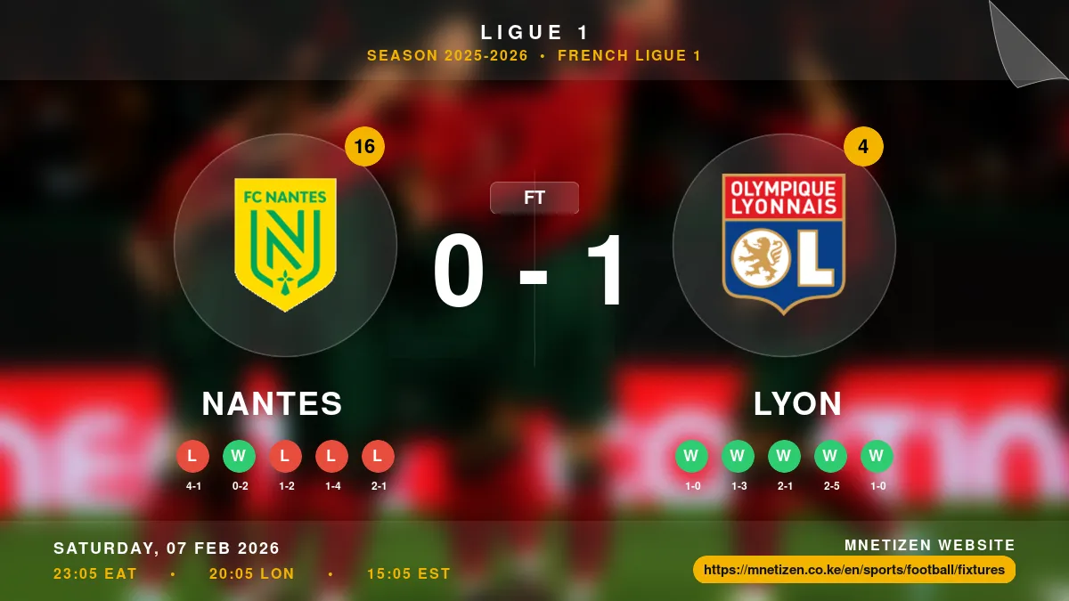 Nantes vs Lyon Result