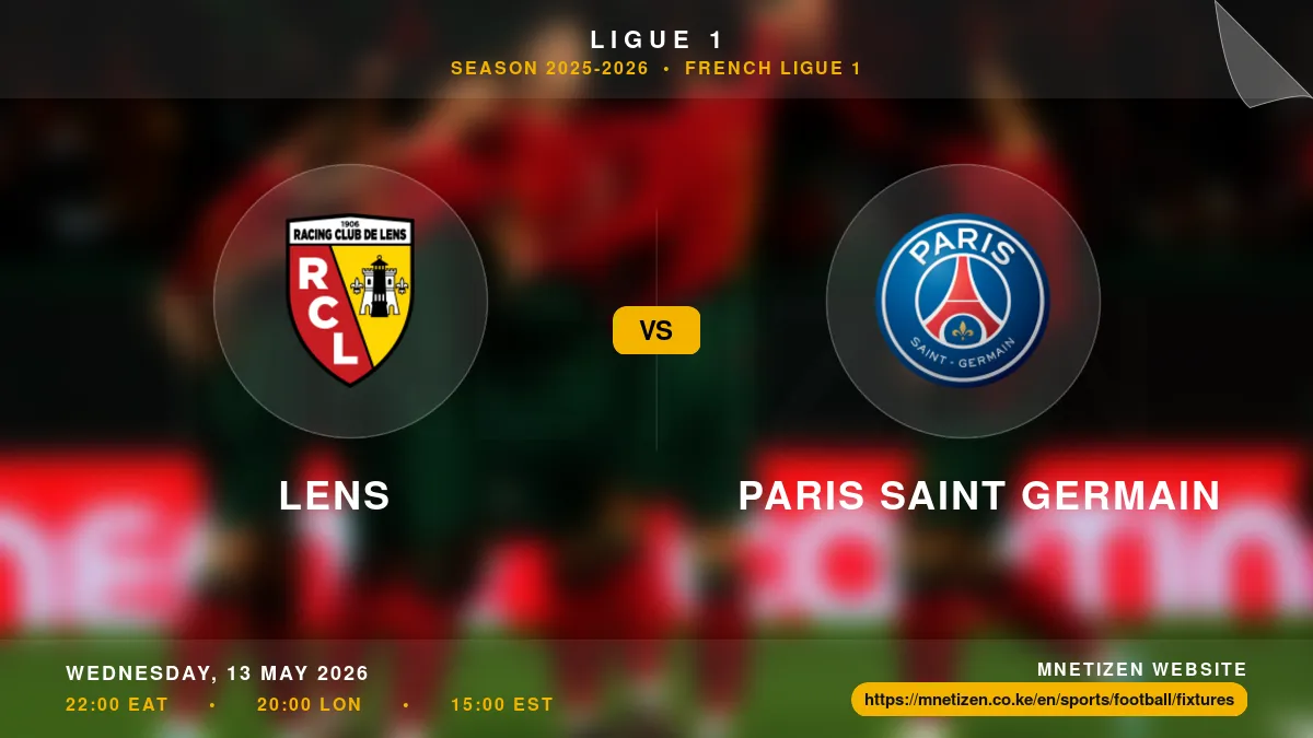 Lens vs Paris Saint Germain - Ligue 1 2025-2026 Match Poster and Predictions