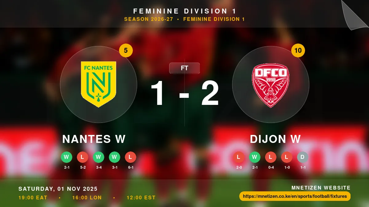 Nantes W vs Dijon W - Feminine Division 1 2026-27 Match Poster and Predictions