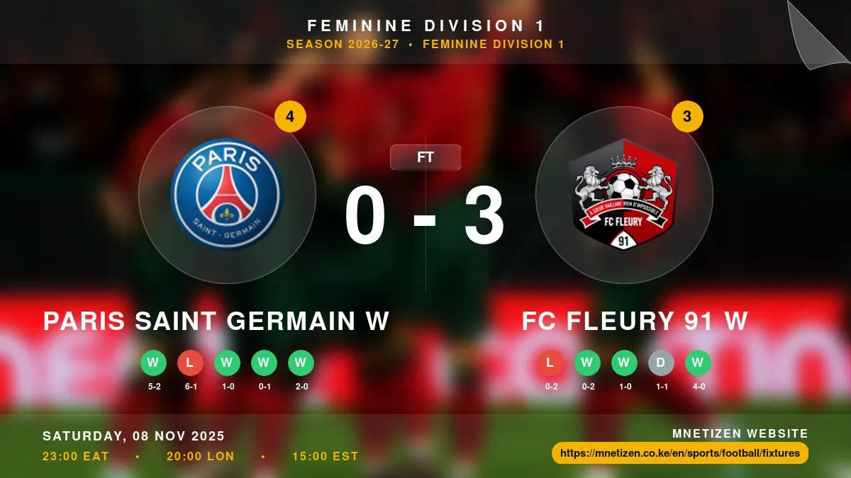 Paris Saint Germain W vs FC Fleury 91 W - Feminine Division 1 2026-27 Match Poster and Predictions