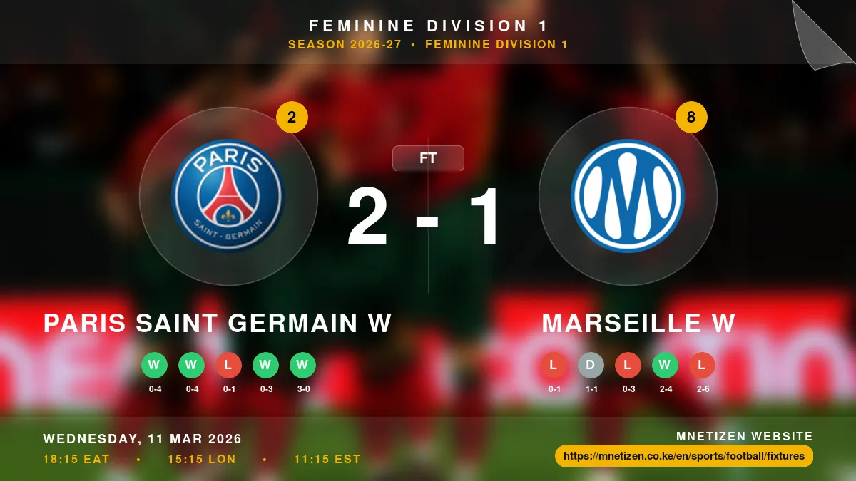 Paris Saint Germain W vs Marseille W - Feminine Division 1 2026-27 Match Poster and Predictions