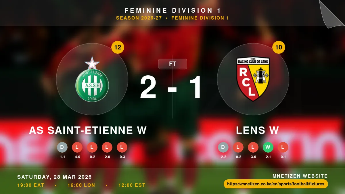 AS Saint-Etienne W vs Lens W - Feminine Division 1 2026-27 Match Poster and Predictions