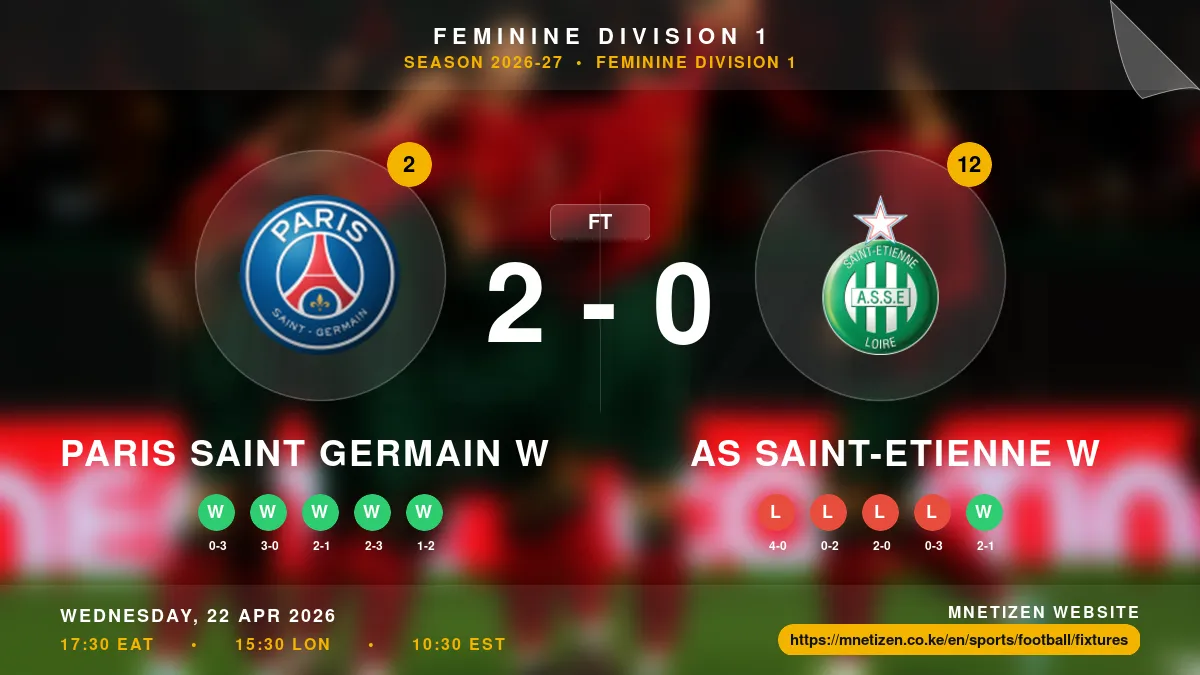 Paris Saint Germain W vs AS Saint-Etienne W - Feminine Division 1 2026-27 Match Poster and Predictions