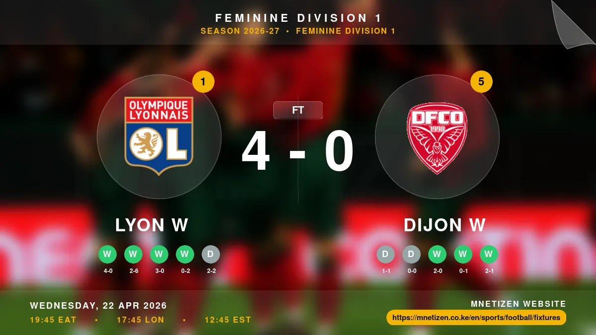 Lyon W vs Dijon W - Feminine Division 1 2026-27 Match Poster and Predictions
