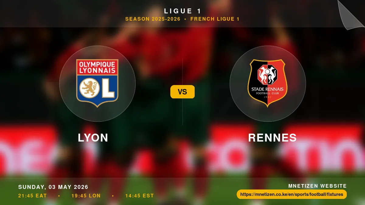 Lyon vs Rennes - Ligue 1 2025-2026 Match Poster and Predictions