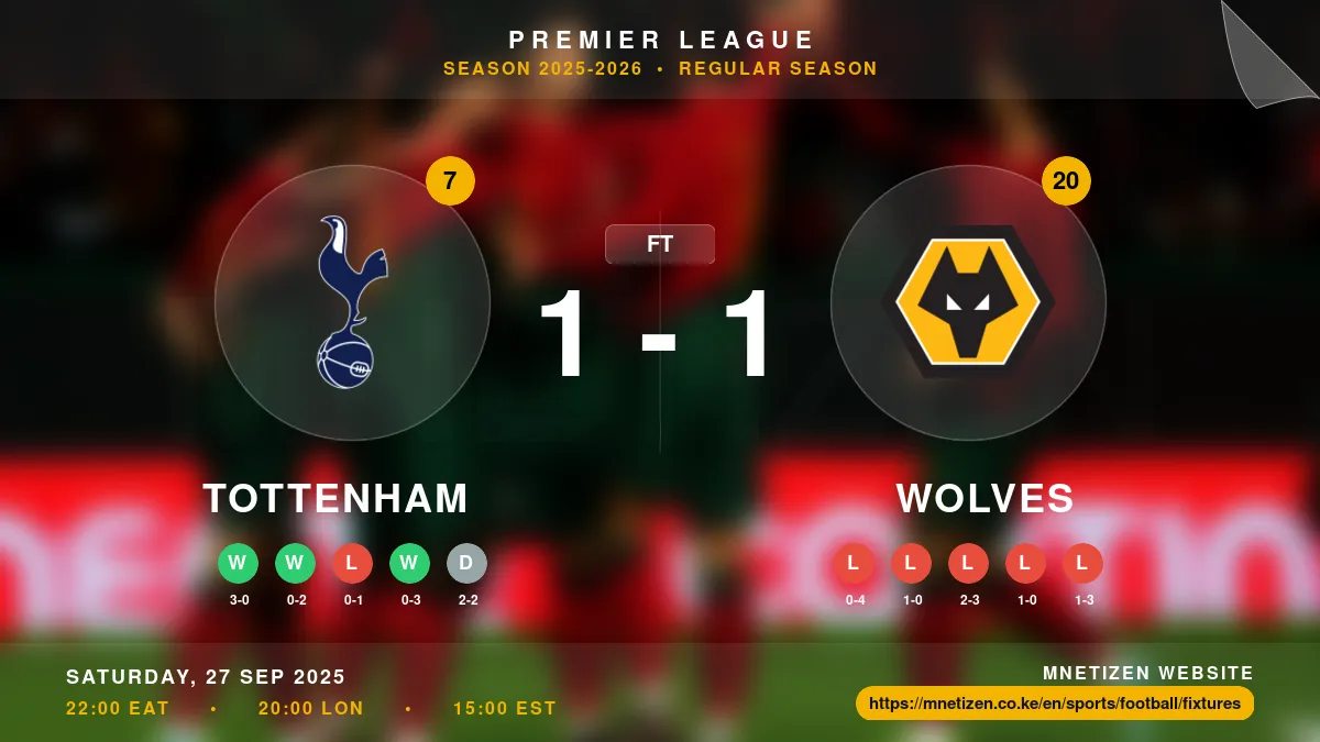 Tottenham vs Wolves Result