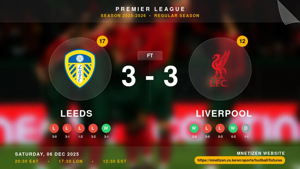 Leeds vs Liverpool Result