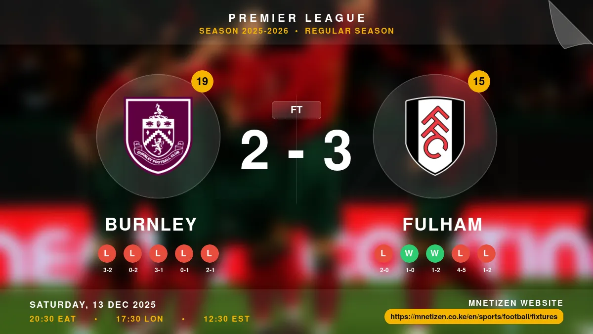 Burnley vs Fulham Result