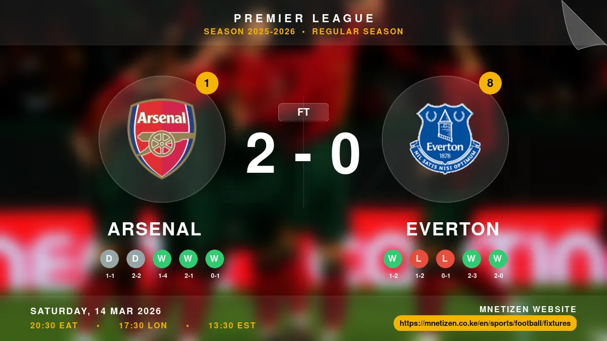 Arsenal vs Everton Result