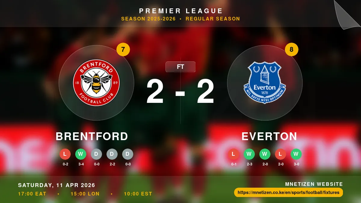 Brentford vs Everton Result