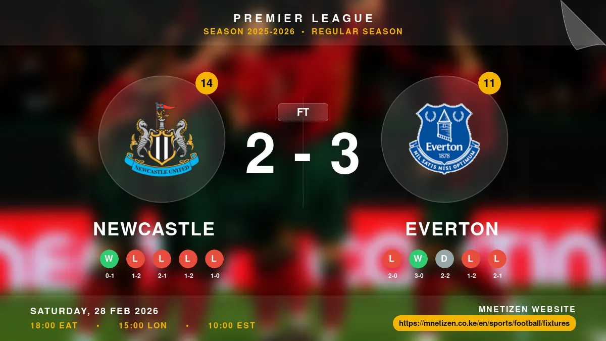 Newcastle vs Everton - Premier League 2025-2026 Match Poster and Predictions