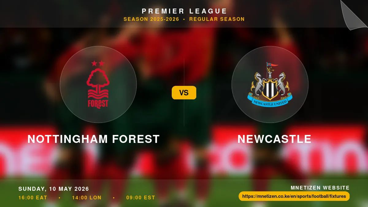 Nottingham Forest vs Newcastle - Premier League 2025-2026 Match Poster and Predictions