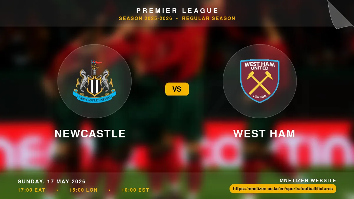 Newcastle vs West Ham - Premier League 2025-2026 Match Poster and Predictions