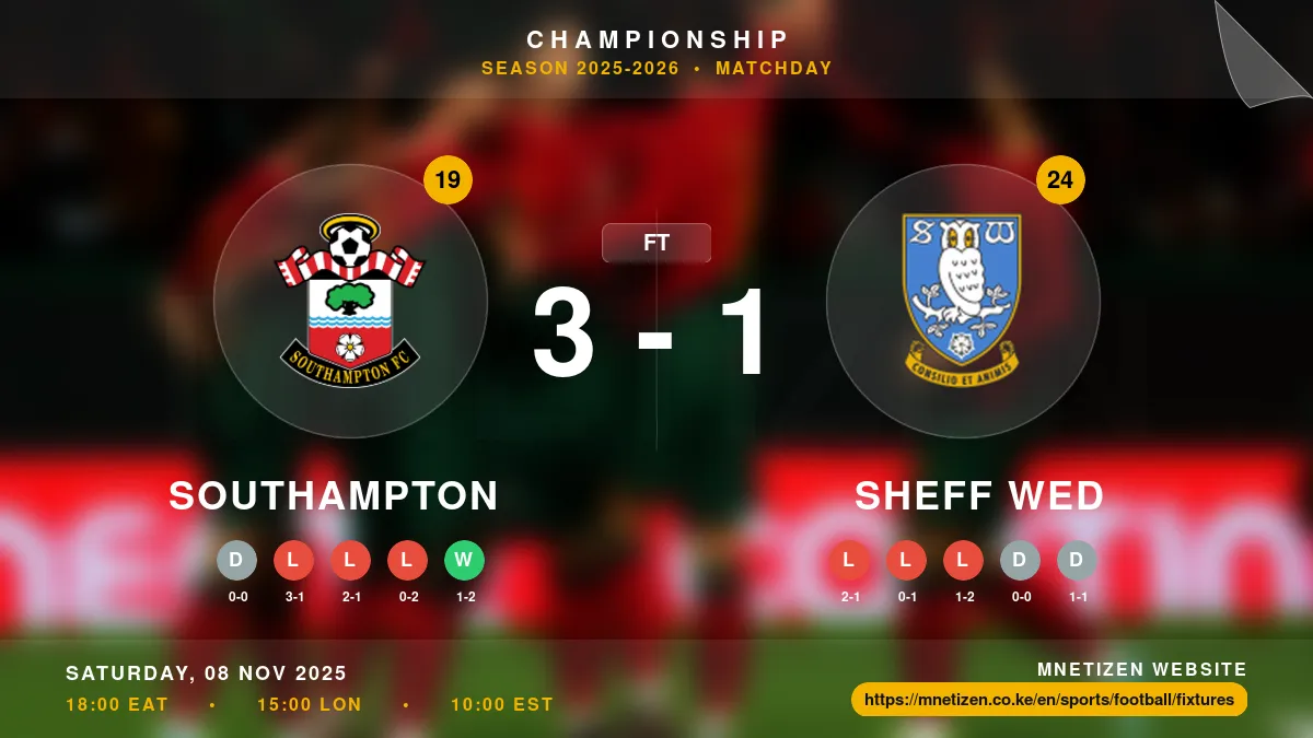 Southampton vs Sheff Wed Result