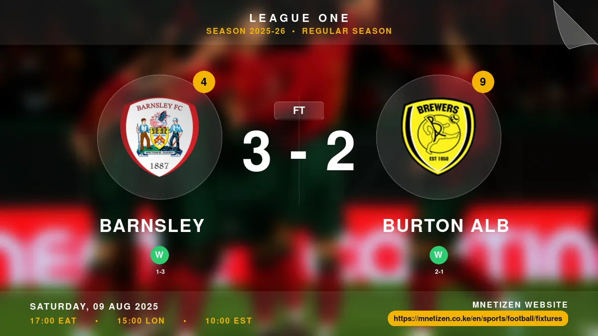 Barnsley vs Burton Alb Result