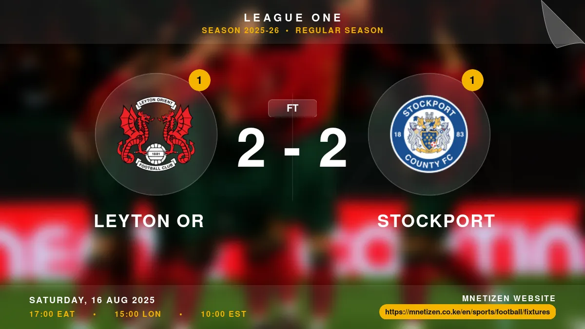 Leyton Or vs Stockport - League One 2025-26 Match Poster and Predictions