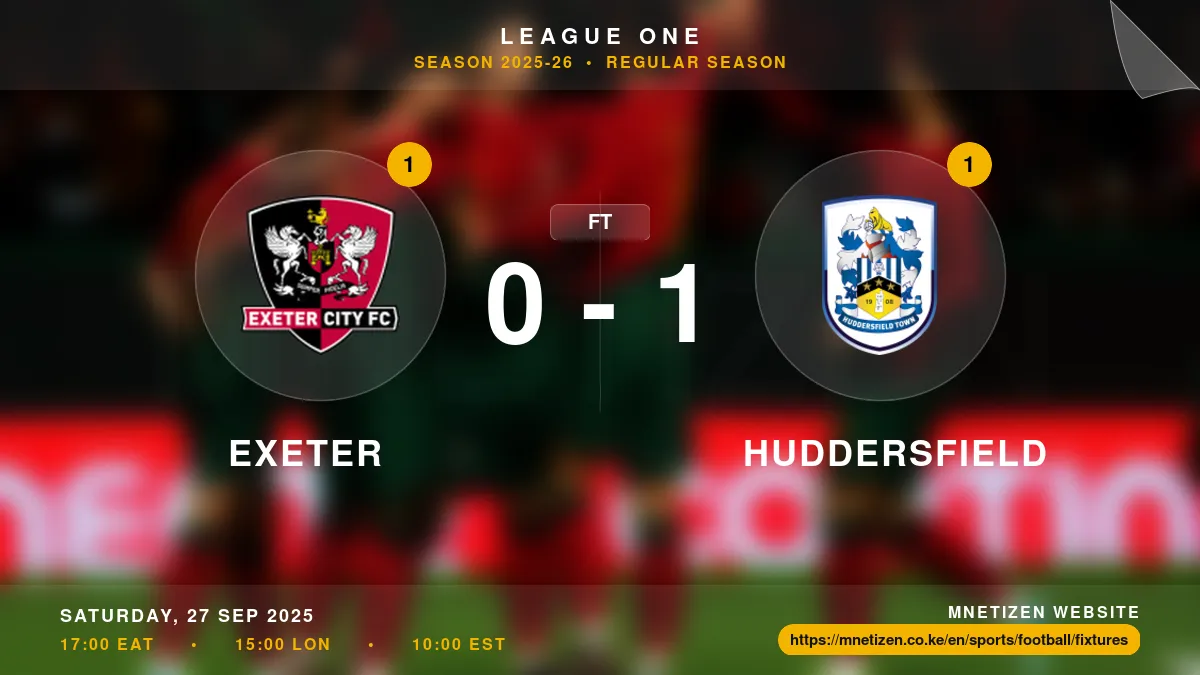 Exeter vs Huddersfield - League One 2025-26 Match Poster and Predictions
