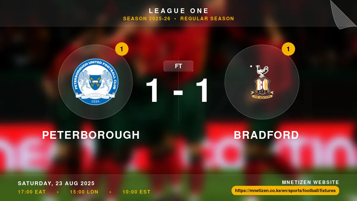 Peterborough vs Bradford - League One 2025-26 Match Poster and Predictions