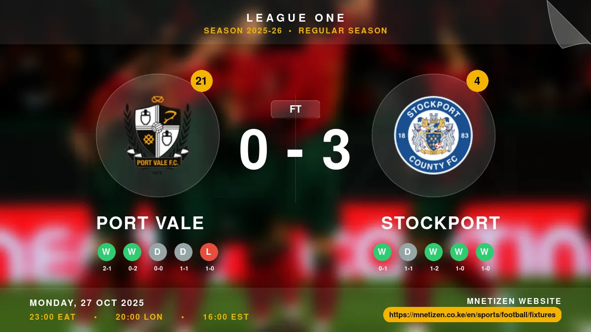 Port Vale vs Stockport Result