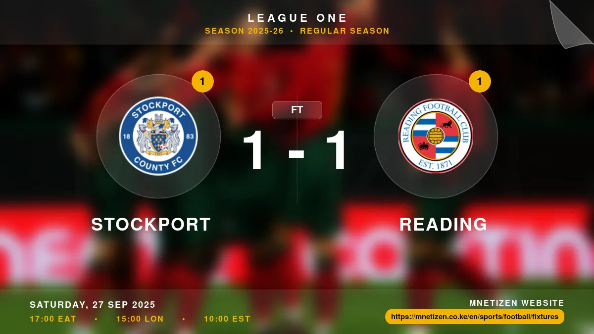 Stockport vs Reading - League One 2025-26 Match Poster and Predictions