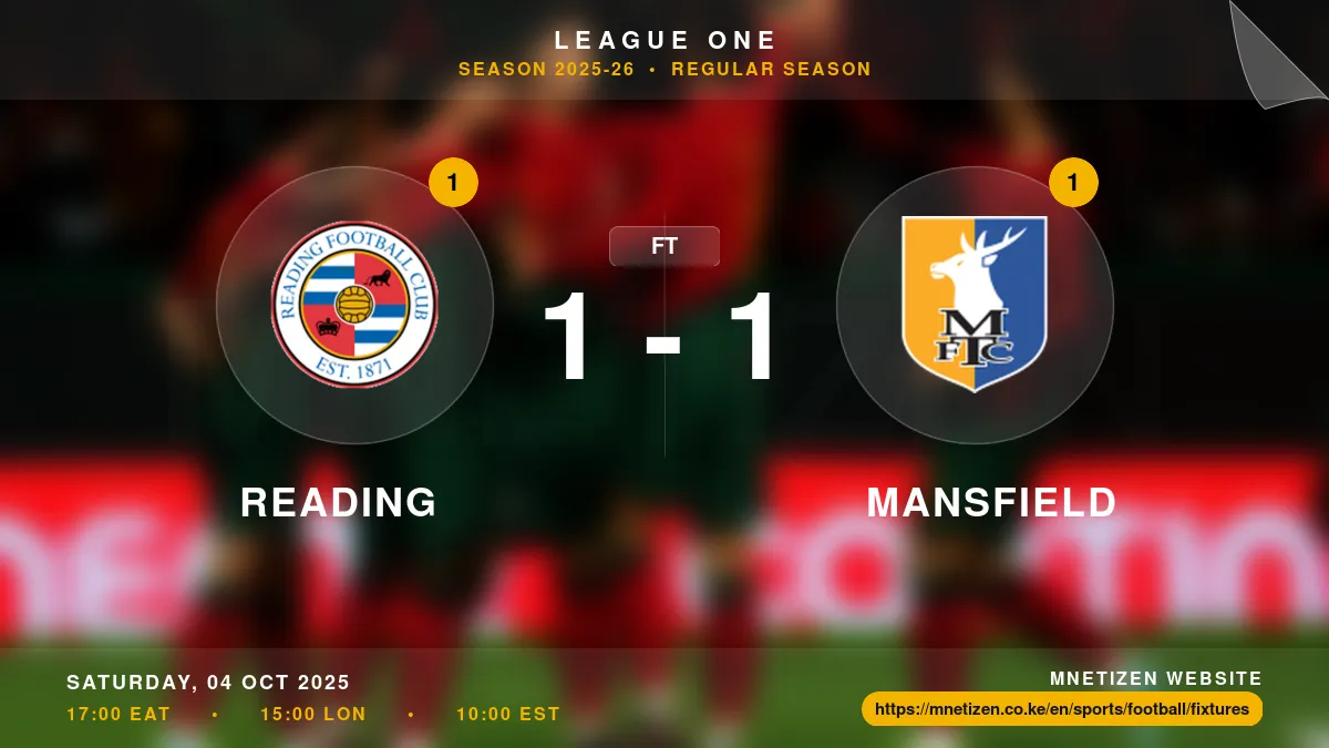 Reading vs Mansfield - League One 2025-26 Match Poster and Predictions