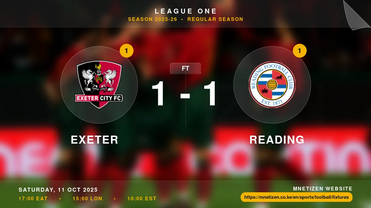 Exeter vs Reading - League One 2025-26 Match Poster and Predictions