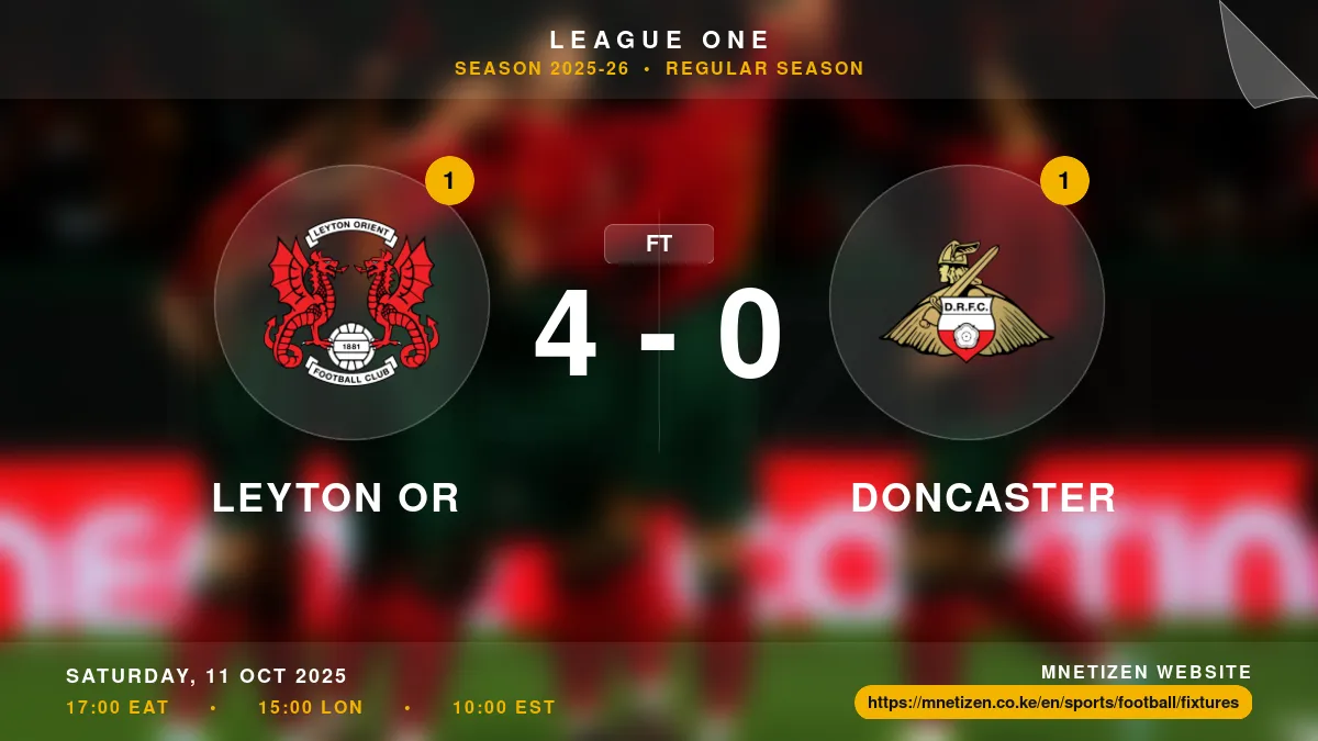 Leyton Or vs Doncaster - League One 2025-26 Match Poster and Predictions