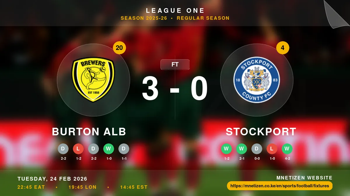 Burton Alb vs Stockport Result