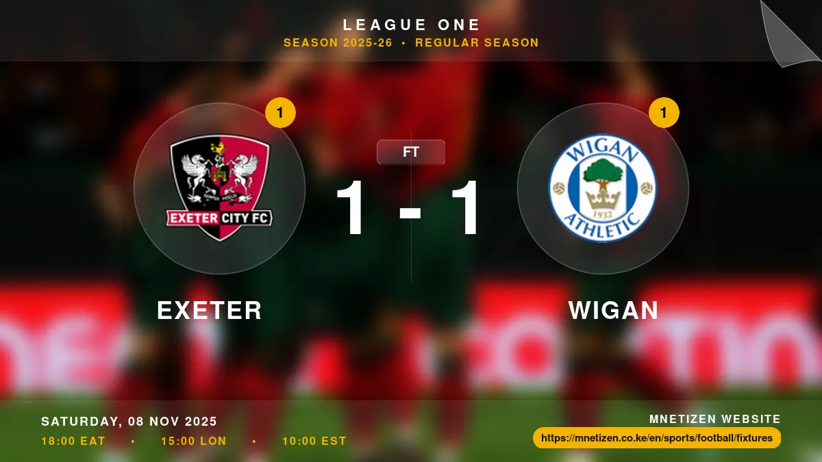 Exeter vs Wigan  - League One 2025-26 Match Poster and Predictions
