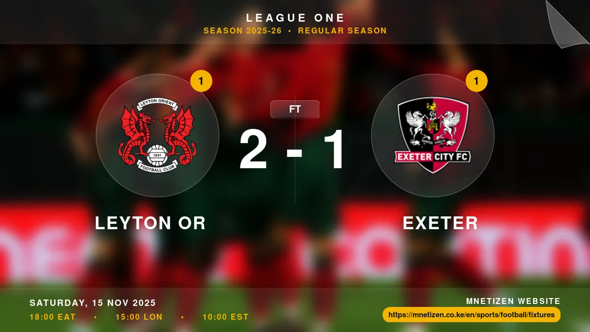 Leyton Or vs Exeter - League One 2025-26 Match Poster and Predictions