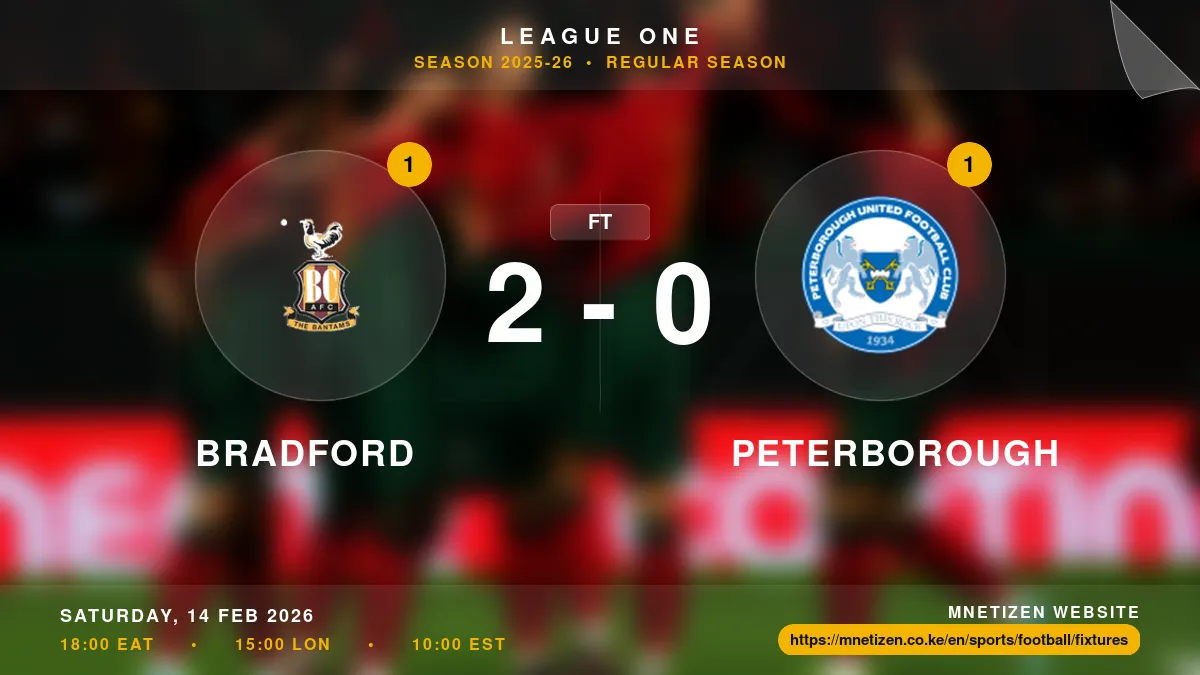 Bradford vs Peterborough - League One 2025-26 Match Poster and Predictions
