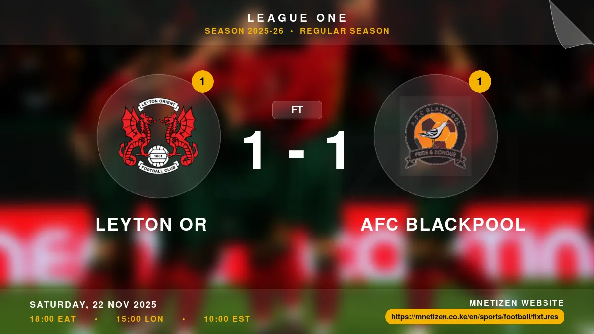 Leyton Or vs AFC Blackpool - League One 2025-26 Match Poster and Predictions