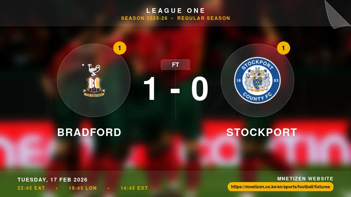 Bradford vs Stockport - League One 2025-26 Match Poster and Predictions