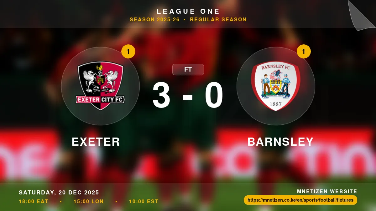 Exeter vs Barnsley - League One 2025-26 Match Poster and Predictions