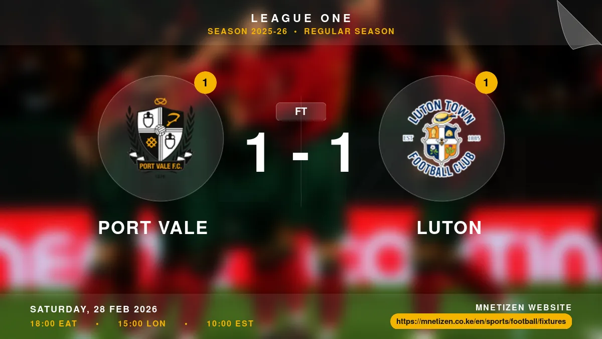 Port Vale vs Luton - League One 2025-26 Match Poster and Predictions