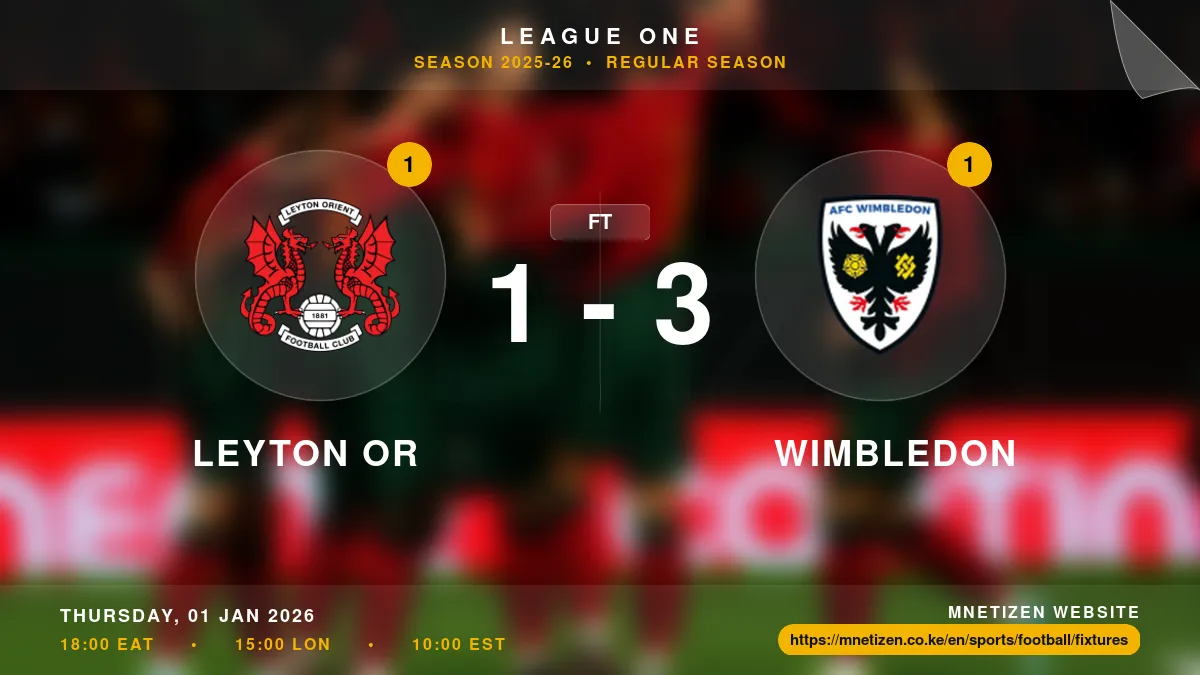 Leyton Or vs Wimbledon - League One 2025-26 Match Poster and Predictions