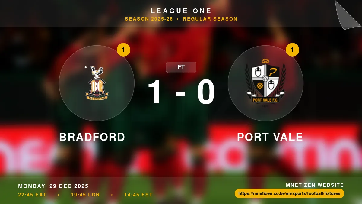 Bradford vs Port Vale - League One 2025-26 Match Poster and Predictions