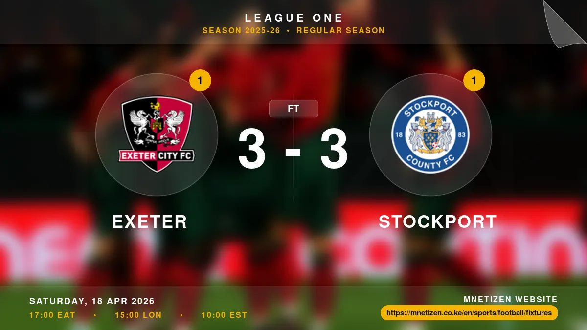 Exeter vs Stockport - League One 2025-26 Match Poster and Predictions