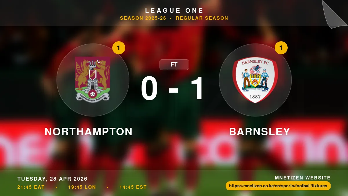 Northampton vs Barnsley - League One 2025-26 Match Poster and Predictions