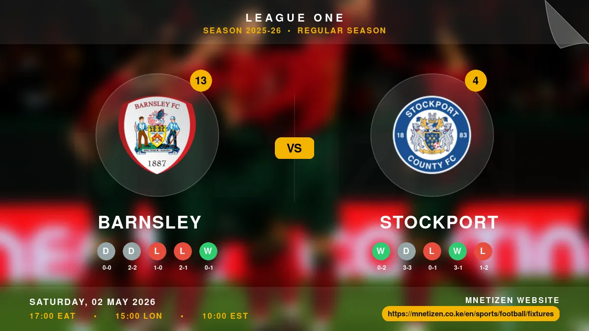 Barnsley vs Stockport - League One 2025-26 Match Poster and Predictions