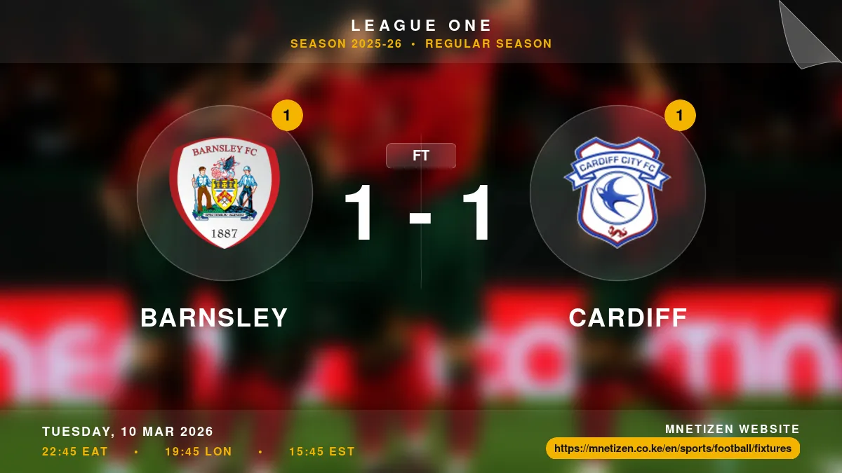 Barnsley vs Cardiff - League One 2025-26 Match Poster and Predictions
