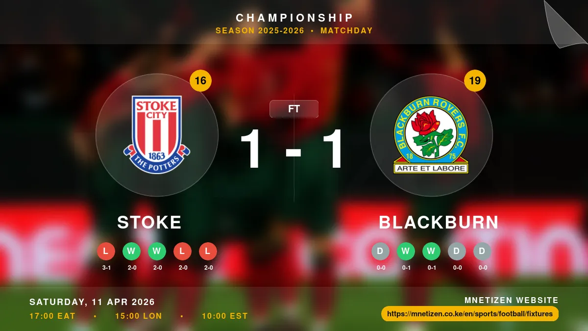 Stoke vs Blackburn Result