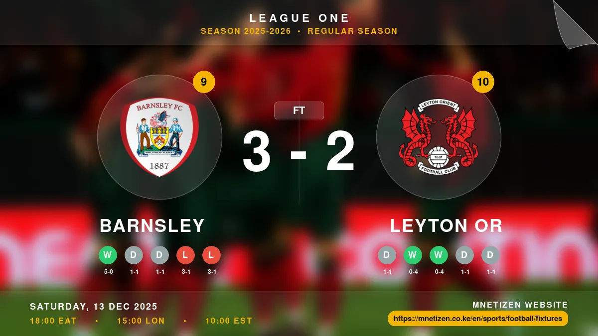 Barnsley vs Leyton Or Result