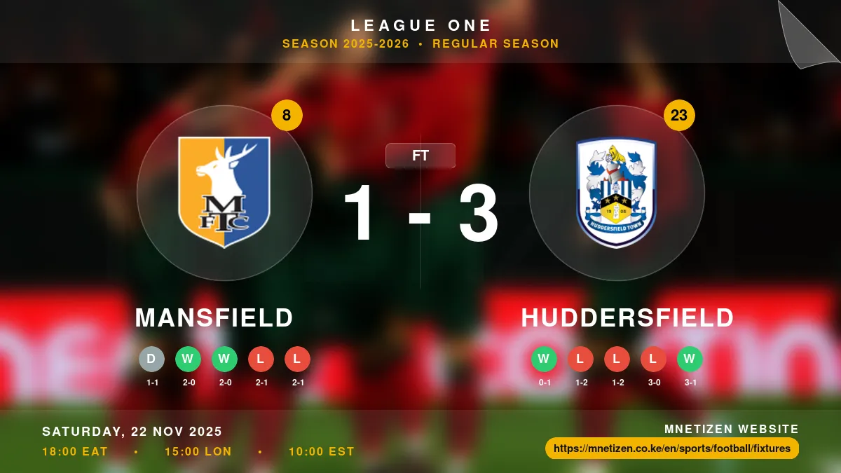 Mansfield vs Huddersfield - League One 2025-2026 Match Poster and Predictions